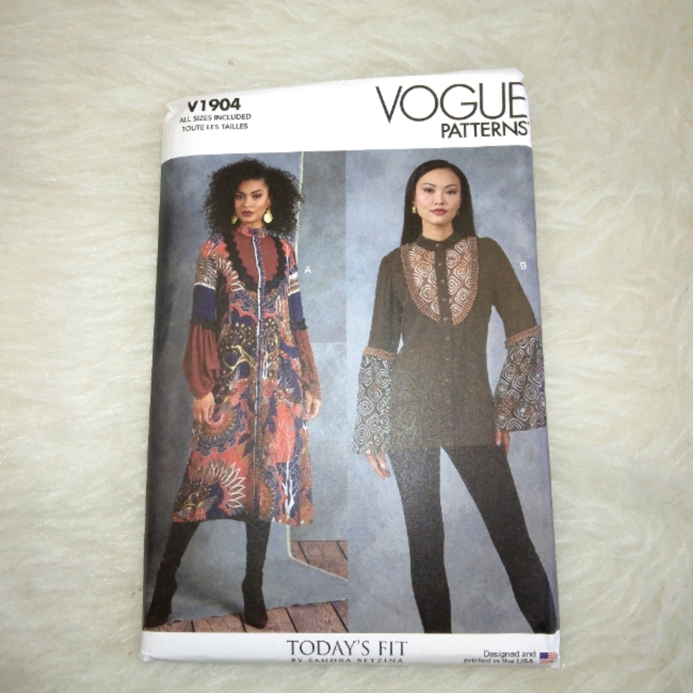 VOGUE V1904 Bust Sz 32-55 in. Misses Dress Or Tunic Designed By Sandra B…